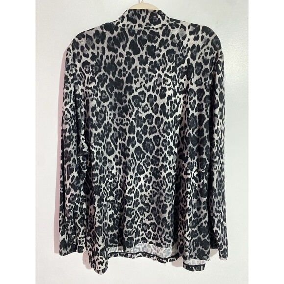 Susan Graver Top 3X Black Leopard Liquid Knit Cocktail Office Old Money Artsy - Picture 2 of 9